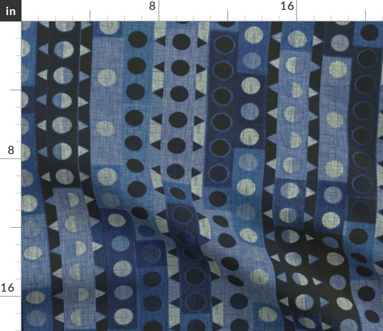 Moon Phase Shibori Style Dark Indigo Abstract Polka Dots Custom Printed Fabric by Spoonflower Various Fabrics by the Yard or Fat Quarter